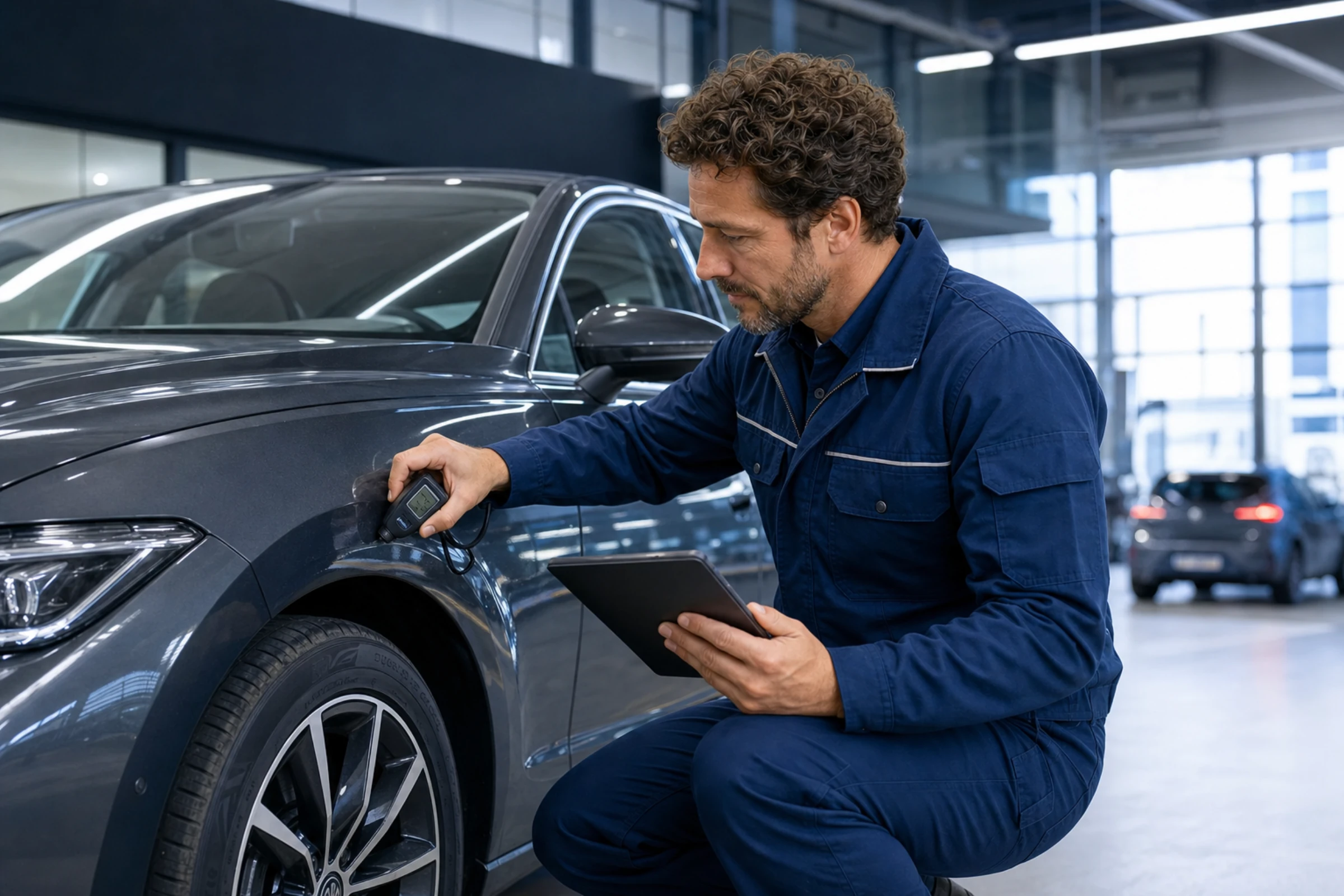 Sertifioitu CarAuditin teknikko ajoneuvotarkastuksessa